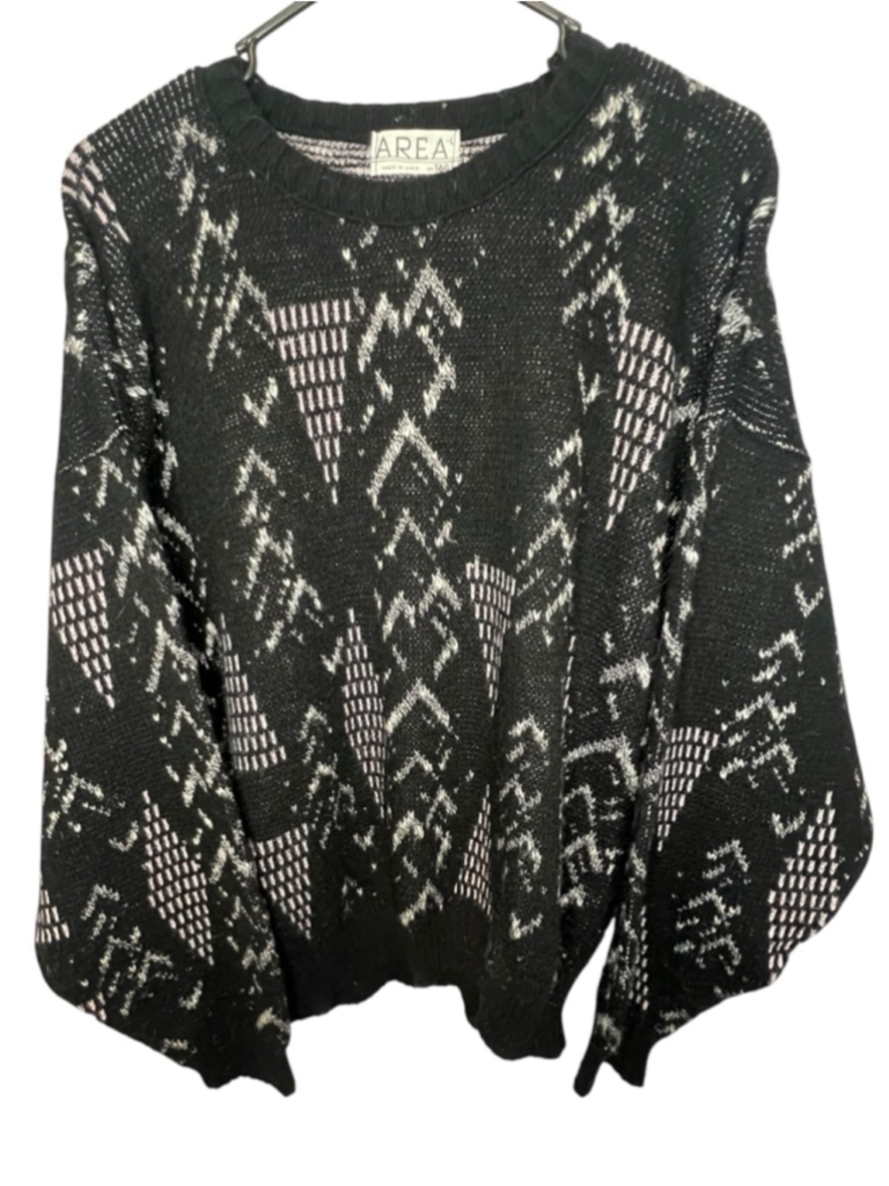 Vintage AREA By TAG USA Black And White Abstract Oversized Pullover Sweater